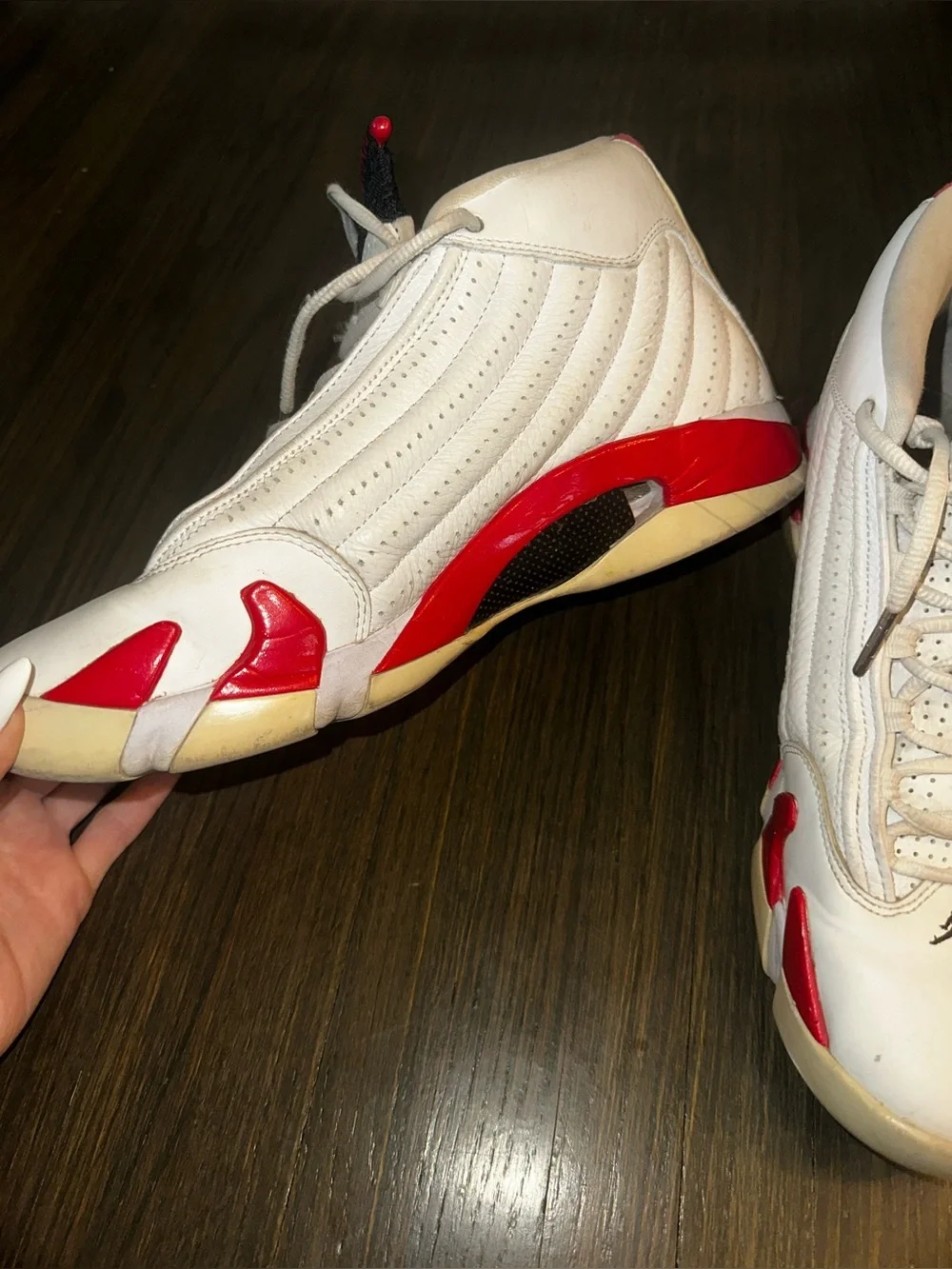 Air Jordan CANDY CANE 14 White and Red Retro Basketball Shoes Size 10.5